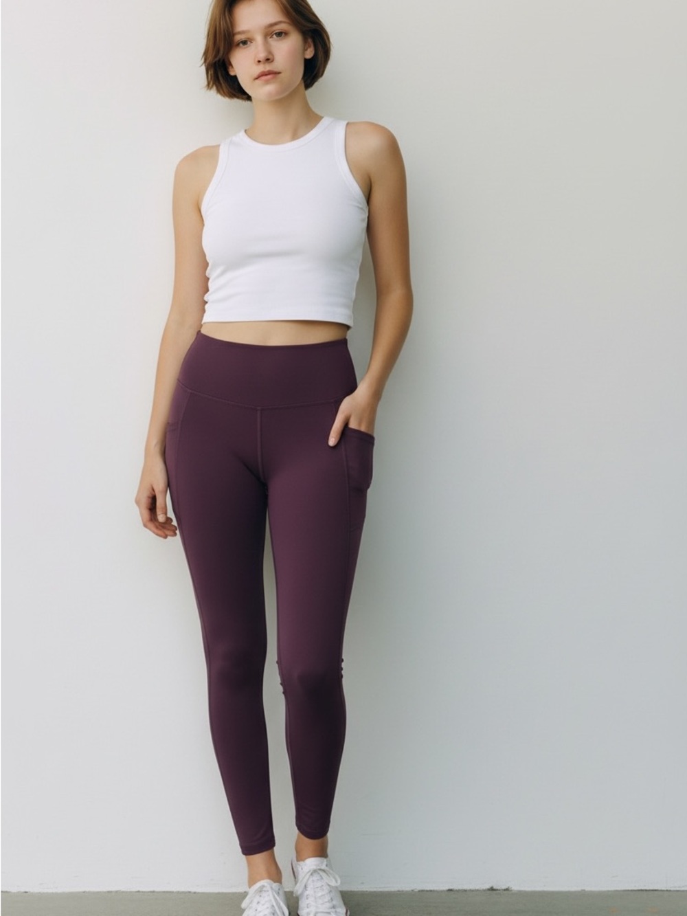 Halara XS Full Length Purple High Waisted Pocket Leggings NWT Scrunch Back